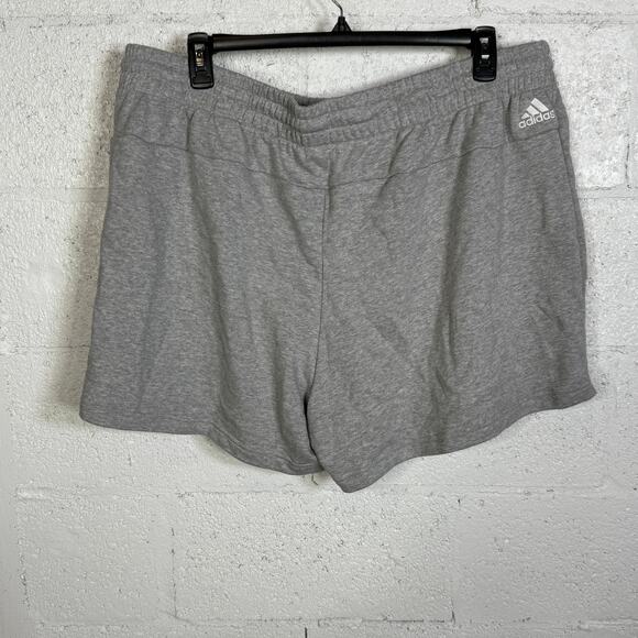 Adidas Plus Size Linear Logo French Terry Shorts -Grey/Black 4X - Picture 3 of 6